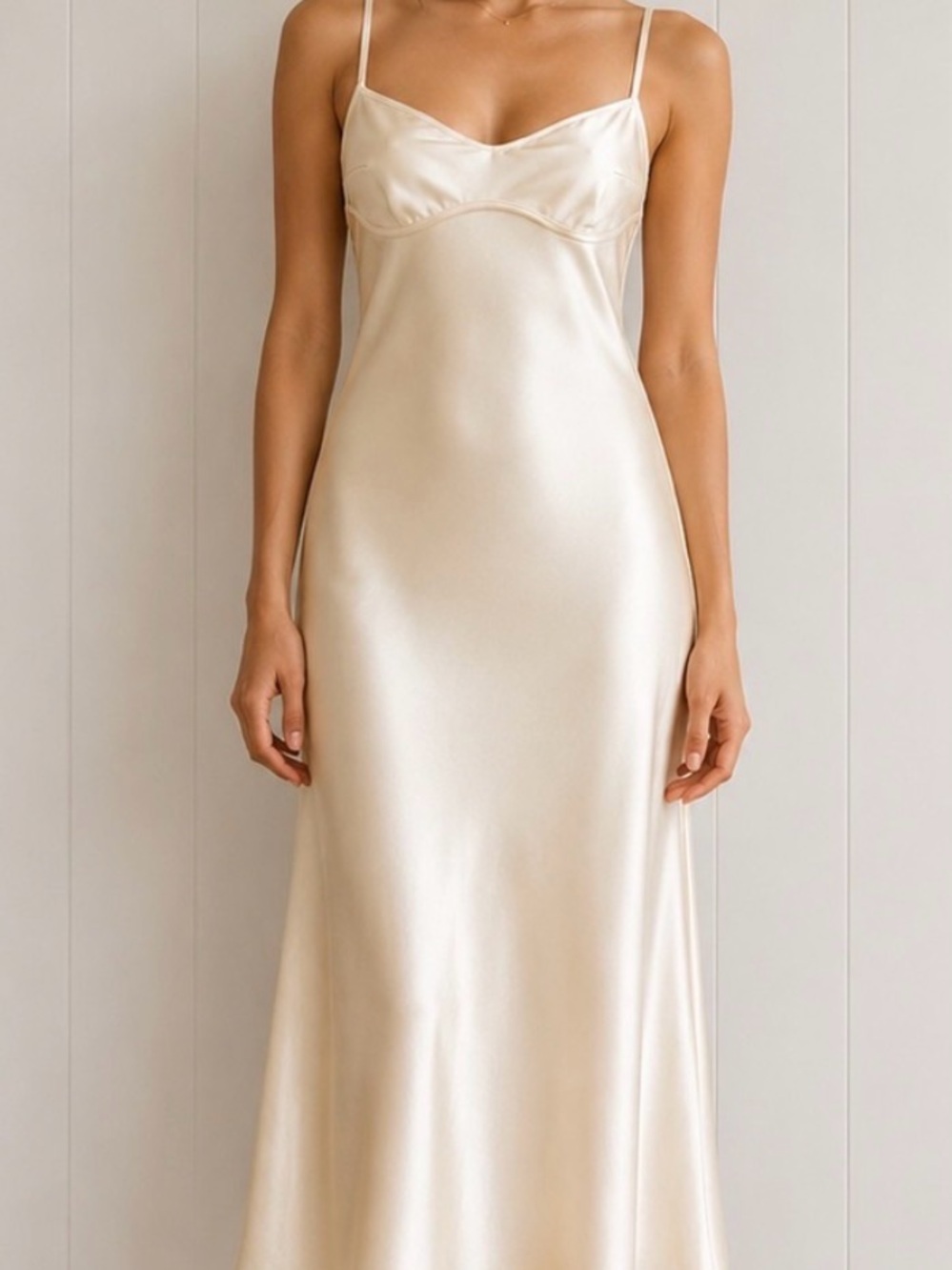 Jason Wu Satin Champagne Slip Dress with Spaghetti Straps